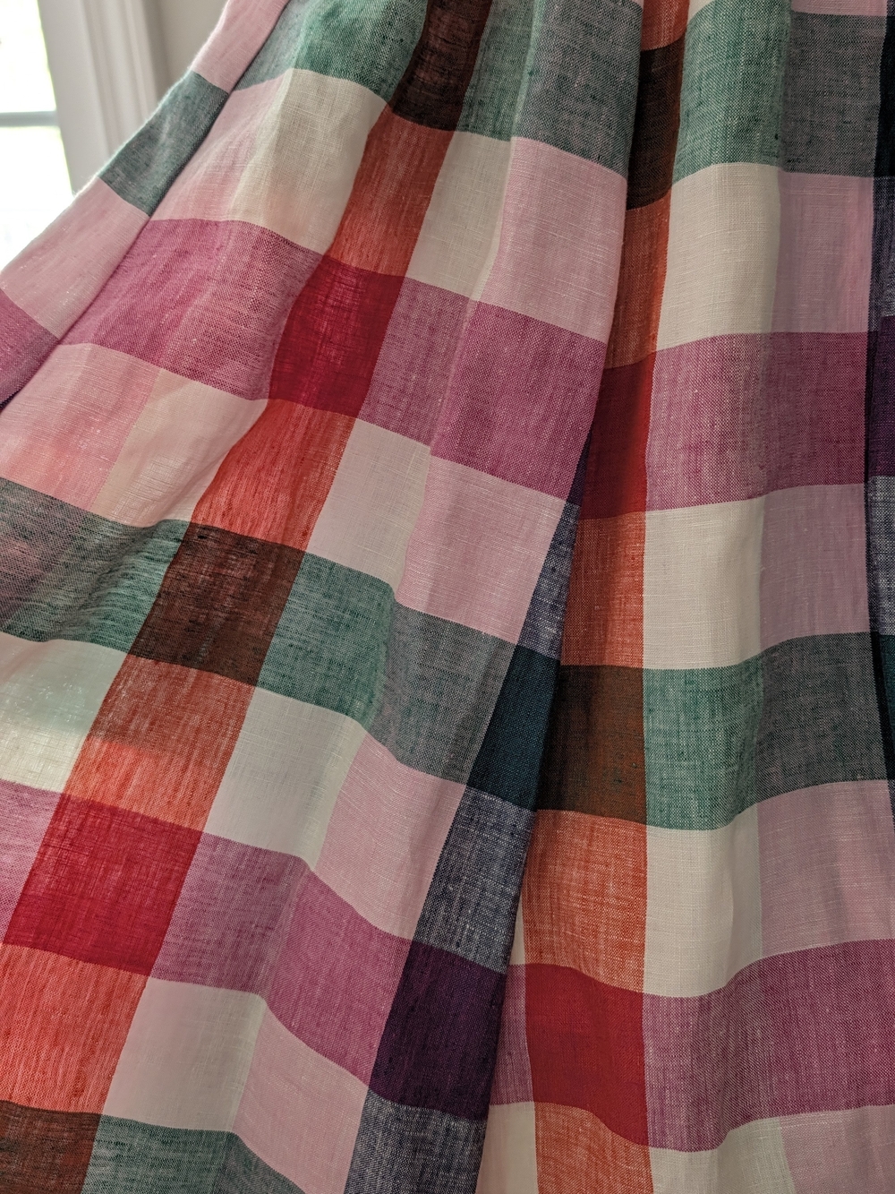 Boden Sky Smocked Linen Midi Dress Multicolor Gingham 6P Petite - Picture 7 of 9